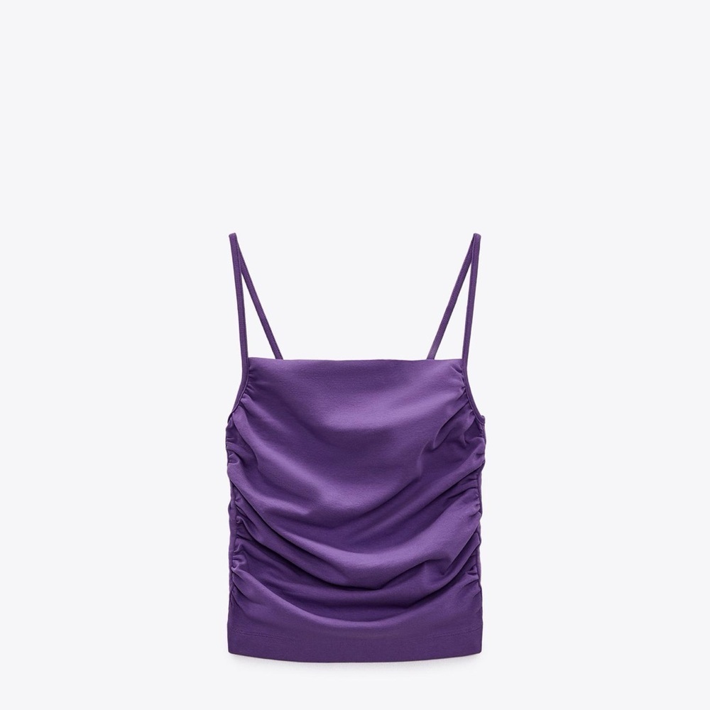 ZARA Purple Ruched Top Size M NWOT